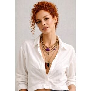 Free People Zella Layer Necklace Mixed Metal One Size